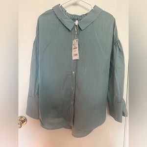 Zara Green-Striped Blouse